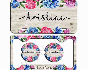 Floral License Plate - Personalized Front License Plate - Monogrammed License Plate - Custom Car Accessories - Front Car Tag