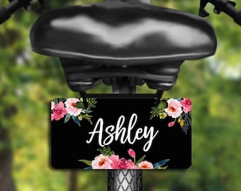 Floral Bicycle Tag, Mini License Plate, Personalized Bike Plate, Mini Bicycle Plate, Novelty Plate