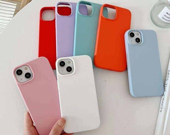 Coque iPhone en silicone liquide Couverture iPhone Pastel Light pour Apple 14 13 12 11 Pro Max Couleur unie iPhone 14+ iPhone 13 Coque iPhone 12