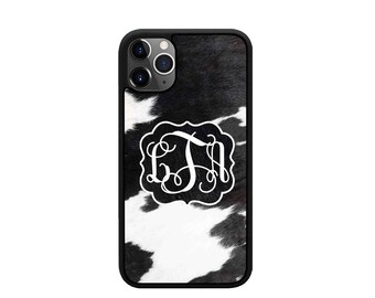 Black Cowhide Cow Print Monogram iPhone 13 Case iPhone 12 Case iPhone 14 case Case iPhone XR iPhone Pro Max iPhone 14 Pro Max iPhone 14 Plus