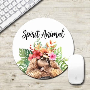 Sloth Spirit Animal Mouse Pad, Mouse Mat, Custom Desk Accessories, Gift For Her Office Desk, Office Decor