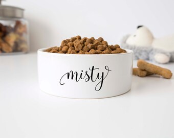 Unique Pet Dog Cat Food Bowl with Personalized Name – Handmade Ceramic Bowl for Mealtime