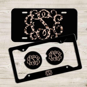 Leopard Cheetah License Plate Monogram Car Tag Animal Print Car Tag Personalized Plate Car Coaster