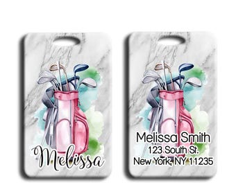 Golf Bag Tag, Personalized Luggage Name Tag, Golf ID Bag Tag, Gift for Golfer, Travel Bag Tag