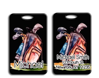 Golf Bag Tag, Personalized Luggage Name Tag, Golf ID Bag Tag, Gift for Golfer, Travel Bag Tag