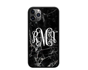 Monogram iPhone Black Marble Personalized iPhone 13 Case iPhone 12 Case iPhone XS Max Apple Case iPhone XR Case iPhone Pro Max iPhone 11 Pro