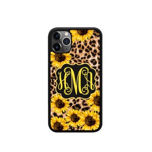 Leopard Sunflower Monogram Phone Case iPhone 13 Case iPhone 14 Case iPhone 13 Pro Case iPhone XR Case Pro Max iPhone 12 iPhone 14 plus