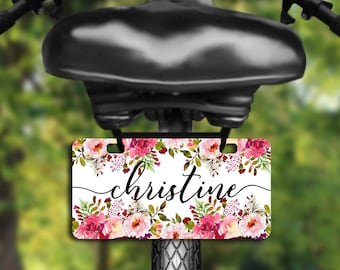 Placa de bicicleta floral, Mini matrícula, placa de bicicleta personalizada, mini placa de bicicleta, placa de novedad, etiqueta de bicicleta