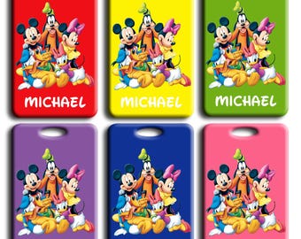 Etiqueta de bagagem do Mickey Mouse da Disney, cores sortidas