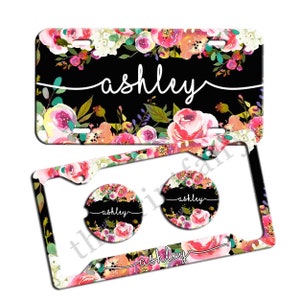 Floral License Plate - Personalized Front License Plate - Monogrammed License Plate - Custom Car Accessories - Front Car Tag
