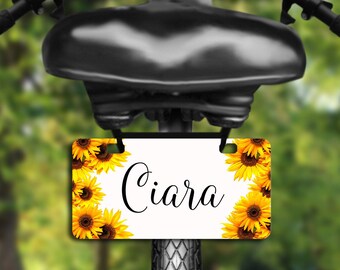 Sunflower Mini Plate, Bicycle License Plate, Personalized Bike Plate, Mini Bicycle Plate, Novelty Plate, Bike Tag