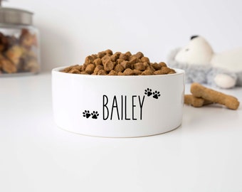 Unique Pet Dog Cat Food Bowl with Personalized Name – Handmade Ceramic Bowl for Mealtime