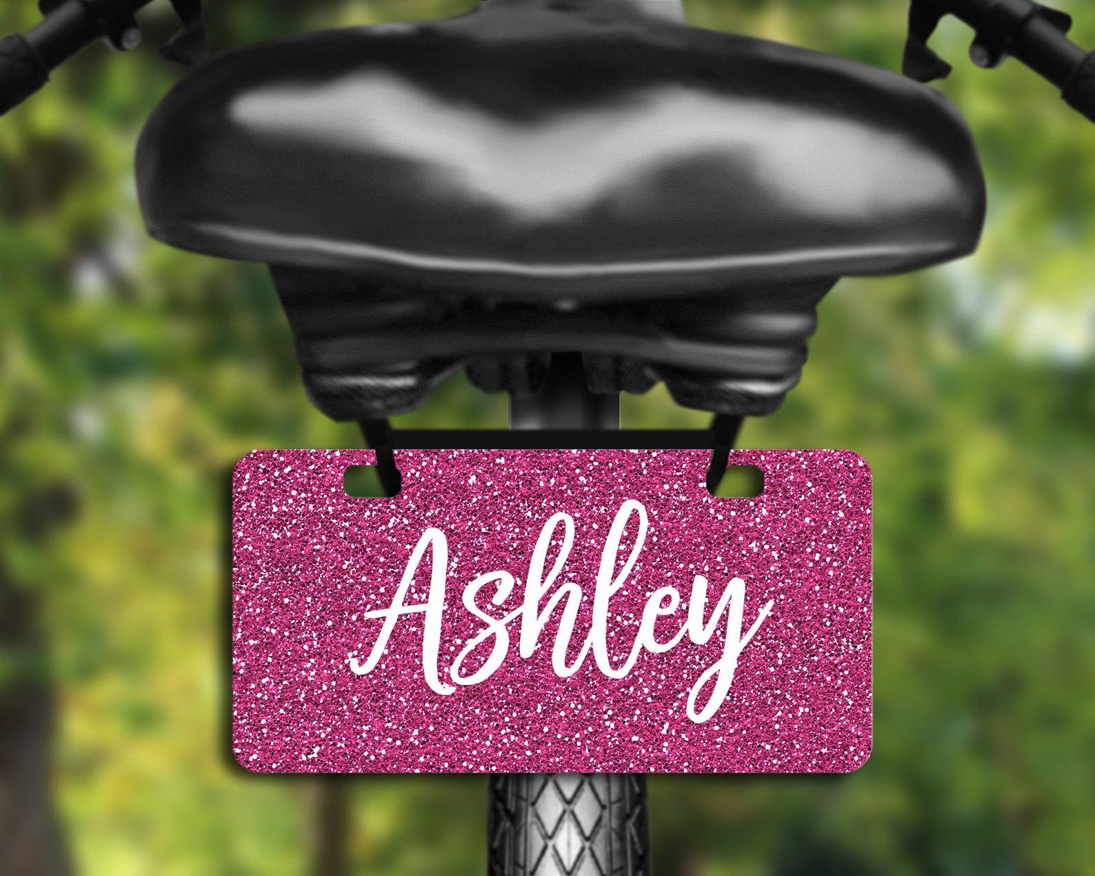 Pink Glitter Like Bicycle Tag Mini License Plate Personalized Bike Plate Mini Bicycle Plate NOT REAL GLITTER Etsy