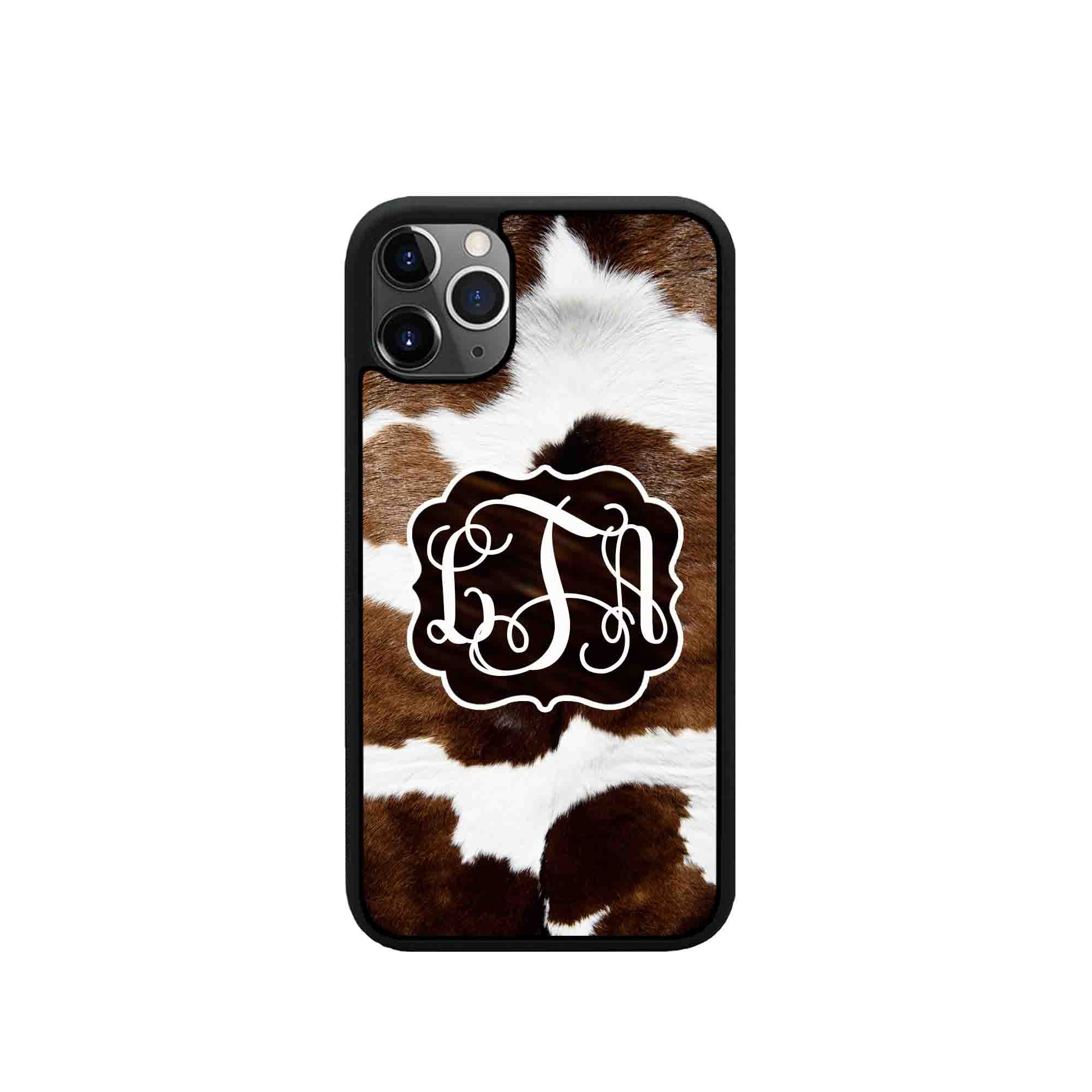 Brown Cowhide Cow Print Monogram Iphone 13 Case Iphone 12 Case - Etsy