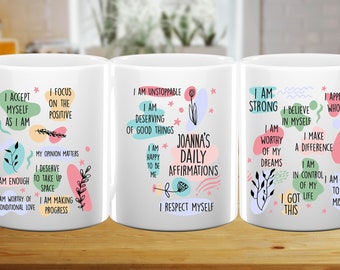 Personalized Daily Affirmations Mug, Motivation coffee mug, Motivational mug, Positive mug, Affirmations mug, Clear Glass Mug