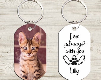 Ich bin immer bei dir Haustier Schlüsselbund, Haustier Verlust Geschenk, Haustier Sympathie Geschenk, Hunde Erinnerung Geschenk, Benutzerdefinierte Hunde Bild Schlüsselbund, Haustier Erinnerungsgeschenk