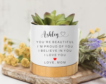 Personalized Gift for Daughter, Personalized Succulent Planter, Custom Daughter Flower Pot, New Mom Gift, Mother's Day Gift for Daughter