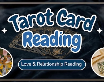 May include: An advertisement for Tarot Card Reading, featuring a deck of tarot cards and the text "Tarot Card Reading" in a blue and white font. The words "Love & Relationship Reading" are also displayed.