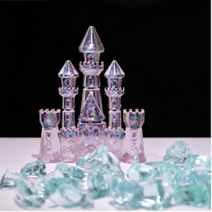 Fairy Tale Aquarium Decor Set, Underwater Pink Crystal Castle, Cool Aquarium Accessories Sparkly for Mini Water Tank