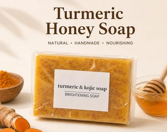 Turmeric Honey Kojic Soap Bar | Organic Brightening Face & Body Cleanser