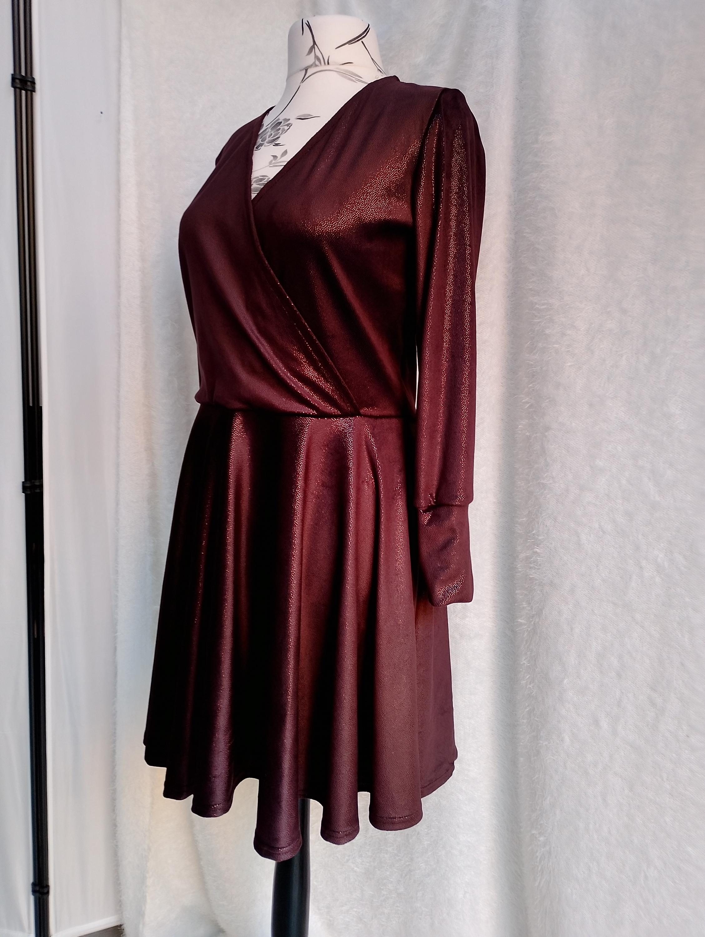 Velvet wrap dress 3XL | brown Velvet dress | XXL plus size dress | Hand-sewn | Elegant dress for fall and winter