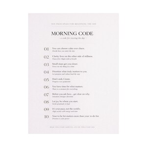 Morning Code Poster | Minimalist Daily Principles Wall Art, Calm Mindset Typography, Neutral Home Decor Gift image 2