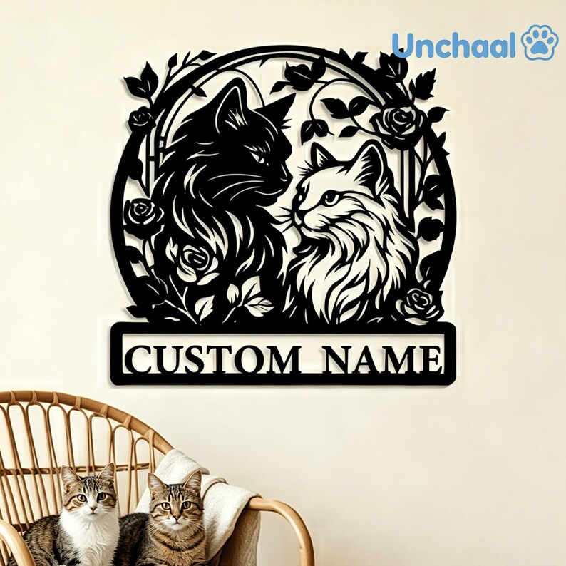 Custom Cat Metal Name Sign, Personalized Cat Art Wall Decor, Custom Cat ...