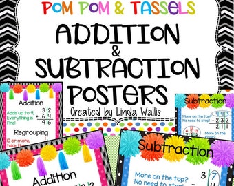 Pom Poms and Tassels Addition and Subtraction Poem Posters