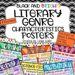 Black and Brights Literary Genre Characteristics Posters