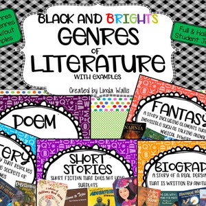 Black and Brights Genres of Literature Posters with examples