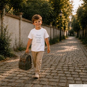 First School Day School Walk | Stanley Stella Mini Creator 2.0 STTK184 White | Kids T-Shirt Mockup | PNG for POD Sellers