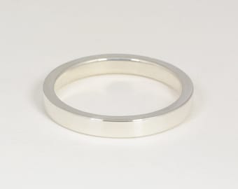 White Gold Band: 2mm X 3mm Solid 14kt White Gold Band
