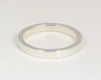 Banda de plata esterlina: banda sólida de 2 mm x 3 mm