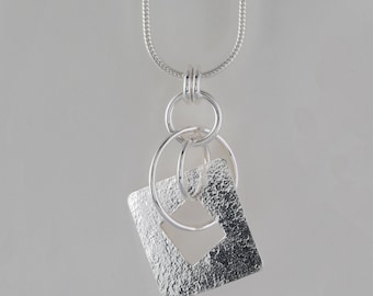 Circles and Squares Pendant - Sterling Silver