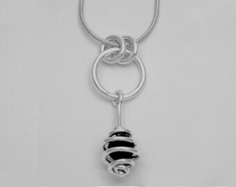 Spiral Bead Pendant with Balck Onyx