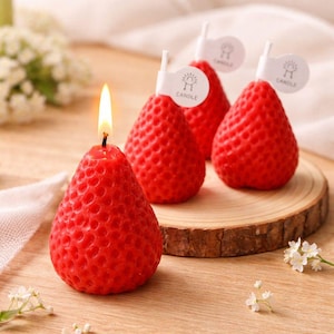 6 Stks 3D Fruit Fondant Kaars Mallen Siliconen Aardbei Vorm Chocolade Koekje Voedsel Mallen Macaron Moerbei Bosbes Was Smelt Bad Bom Mallen voor Gelei Cupcake Topper Kaars Decoreren