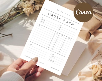 Editable Order Form Template, Printable Small Business Order Form, Custom Order Form, Purchase Order Form, Craft Order Form, Canva Template