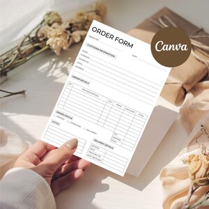 Editable Order Form Template, Printable Small Business Order Form, Custom Order Form, Purchase Order Form, Craft Order Form, Canva Template