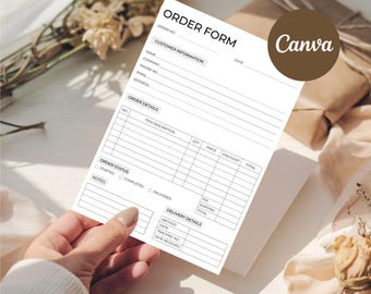 Editable Order Form Template, Printable Small Business Order Form, Custom Order Form, Purchase Order Form, Craft Order Form, Canva Template