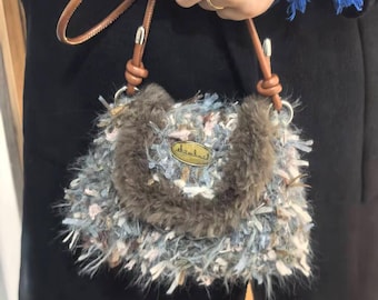 Handgemaakte tweed crossbodytas | Miniportemonnee in vintagestijl