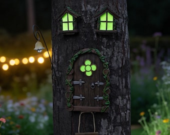 Leuchtender Feenbaum Tür- und Fensterdekor, Miniatur magischer Feengarten-Baumschmuck, niedliches Gartengeschenk für Kinder und Feenliebhaber