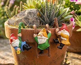 3-teiliges Kletterndes Zwergen-Topflappen-Set, Gartenzwerg-Figuren aus Harz, wunderliche Pflanzgefäß-Dekoration, perfektes Geschenk für Gartenliebhaber