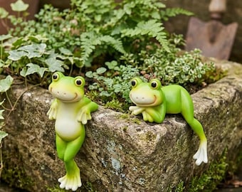 Handbemalter Frosch Planter Edge Decor, Harz Frosch Figur für Garten & Aquarium, Outdoor Plant Pot Dekoration, Geschenk für Sie