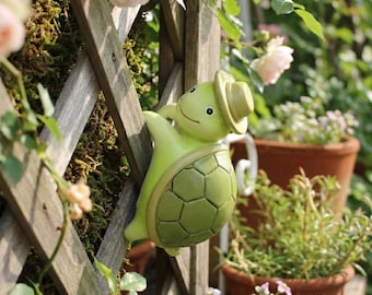 Niedliche Kletterschildkröte Pflanzer Rand Dekor, Harz Garten Tier Statue, wunderliche Topf Aufhänger, Geschenk für Garten & Pflanzenliebhaber