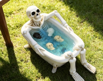 Skelett Badewanne Übertopf, Resin Skelett Sukkulenten Topf, Halloween Garten Decor, Einzigartiges Pflanzgefäß Geschenk für Pflanzenliebhaber, gruselige Gartendekoration