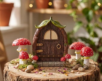 Magisches Glow in the Dark Fairy Tree House Tür- und Fensterset, Mini Gartenbaumschmuck, wunderliches Geschenk für Feen-, Gartendekor-Liebhaber