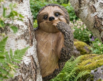 Faultierbaum Hugger, Harz-Gartendekor, wunderliche Baumverzierung im Freien, Geschenk für Faultierliebhaber, Feengartenzubehör