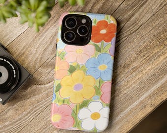 Pastell Blumenfeld iPhone Hülle | Koreanisch, Schützend