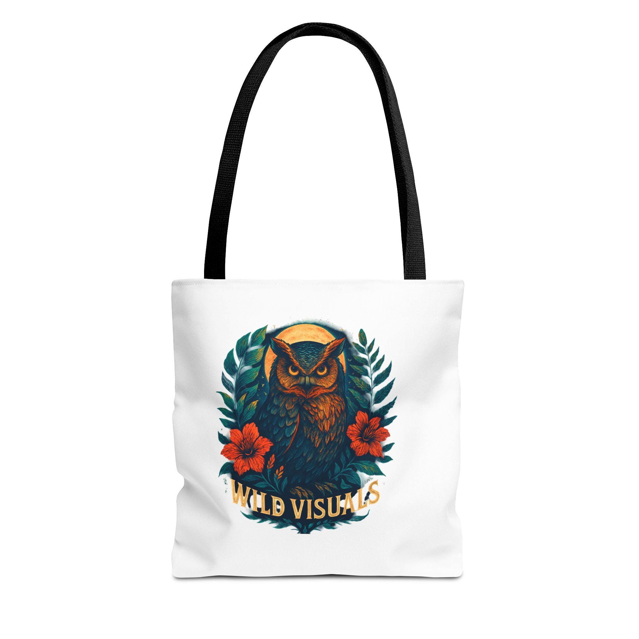 Floral Owl Crest Tote Bag – Artistic Nature-Inspired Canvas Tote