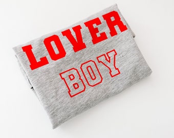 Lover Boy Valentines Day Shirt | Love Tee | Toddler Phrase Outfit | xoxo Top | Unisex Names T-Shirt | Minimalist Varsity Font